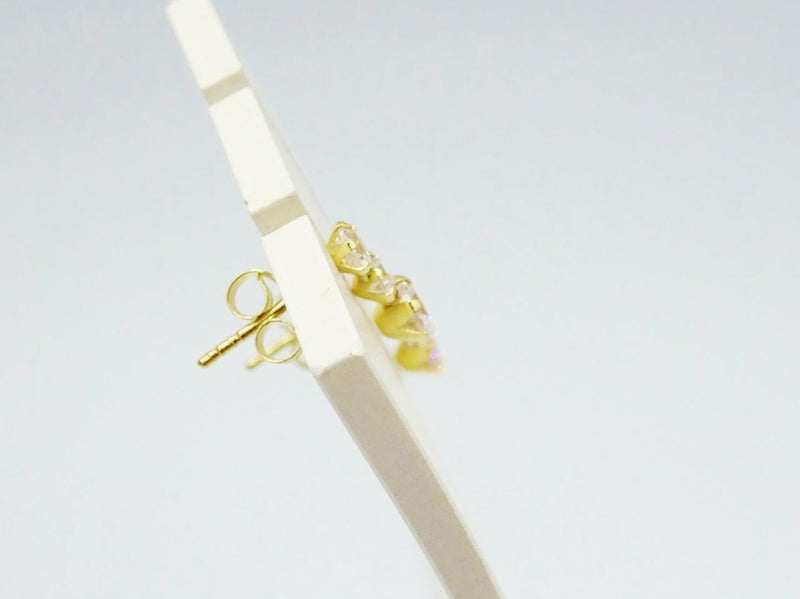 9ct Yellow Gold Ladies 3 Row Cubic Zirconia Stud Earrings 10mm - Richard Miles Jewellers