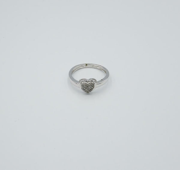 9ct White Gold 0.05ct Diamond Ladies Heart Cluster Ring O 2.4g 8mm 9mm - Richard Miles Jewellers