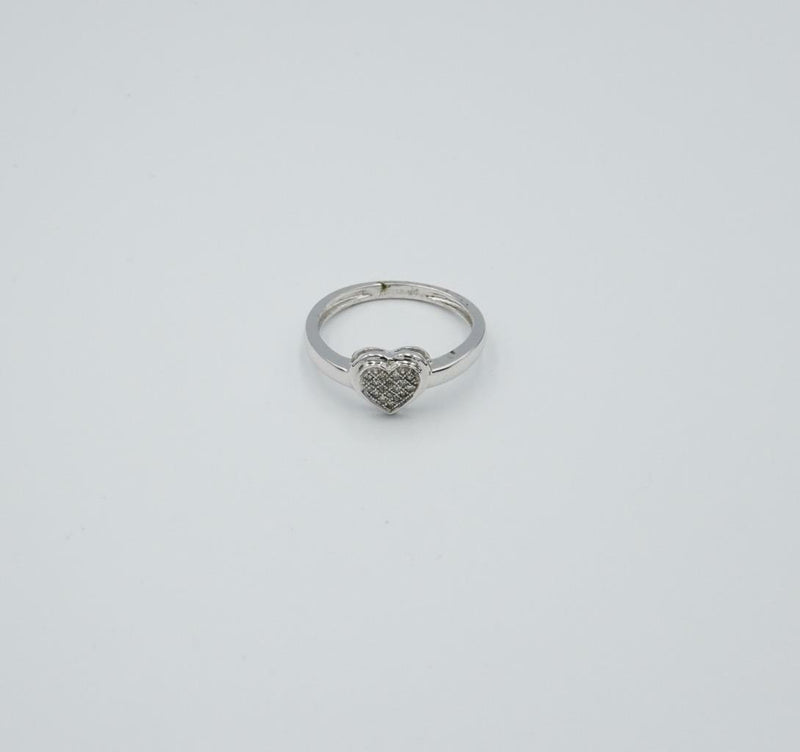 9ct White Gold 0.05ct Diamond Ladies Heart Cluster Ring O 2.4g 8mm 9mm - Richard Miles Jewellers