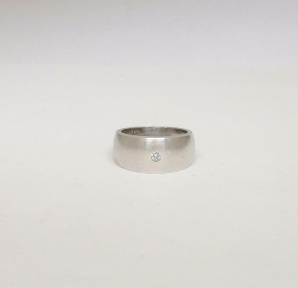 Matte Finish Mens Heavy 925 Silver Wide Ring Cubic Zirconia Stone Size S 10g - Richard Miles Jewellers