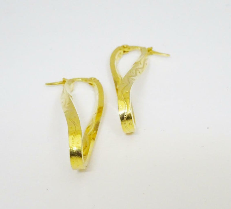 9ct Yellow Gold Fancy Twist Hoop Earrings 1.8g 36.4mm 3.1mm - Richard Miles Jewellers