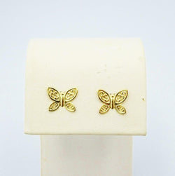 9ct Yellow Gold Ladies Butterfly Shaped Stud Earrings 9mm - Richard Miles Jewellers
