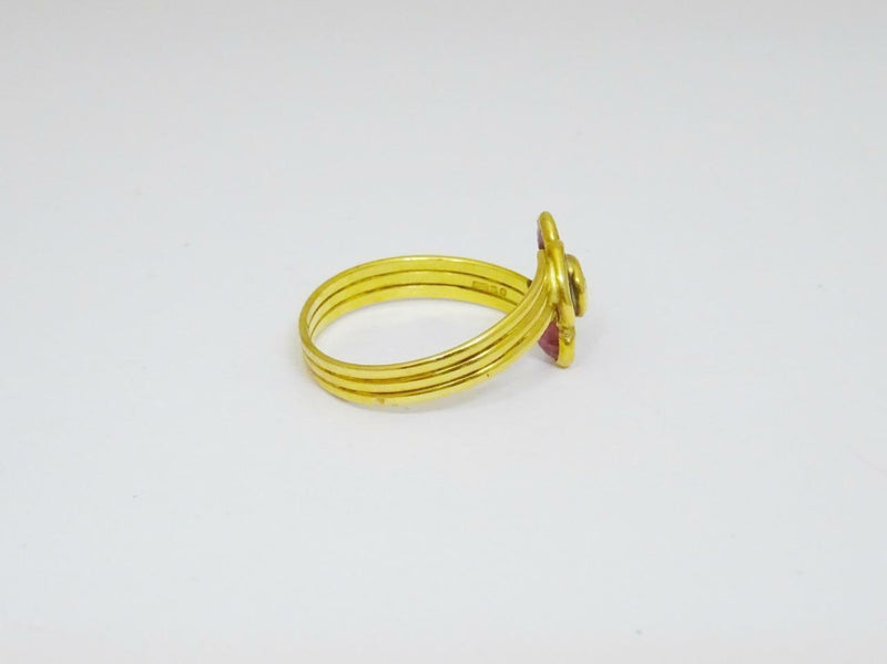 18ct Yellow Gold Ladies Ruby Sapphire Unique Ring Size N 2.4g 9.9mm - Richard Miles Jewellers