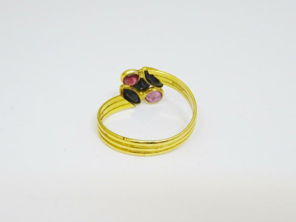 18ct Yellow Gold Ladies Ruby Sapphire Unique Ring Size N 2.4g 9.9mm - Richard Miles Jewellers