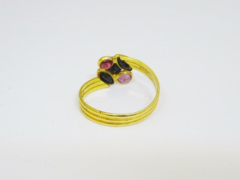 18ct Yellow Gold Ladies Ruby Sapphire Unique Ring Size N 2.4g 9.9mm - Richard Miles Jewellers