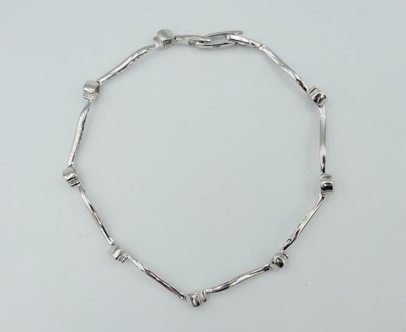 9ct White Gold Ladies Heart 375 0.07ct Diamond  Bracelet 7inch 4.5g 4.2mm - Richard Miles Jewellers