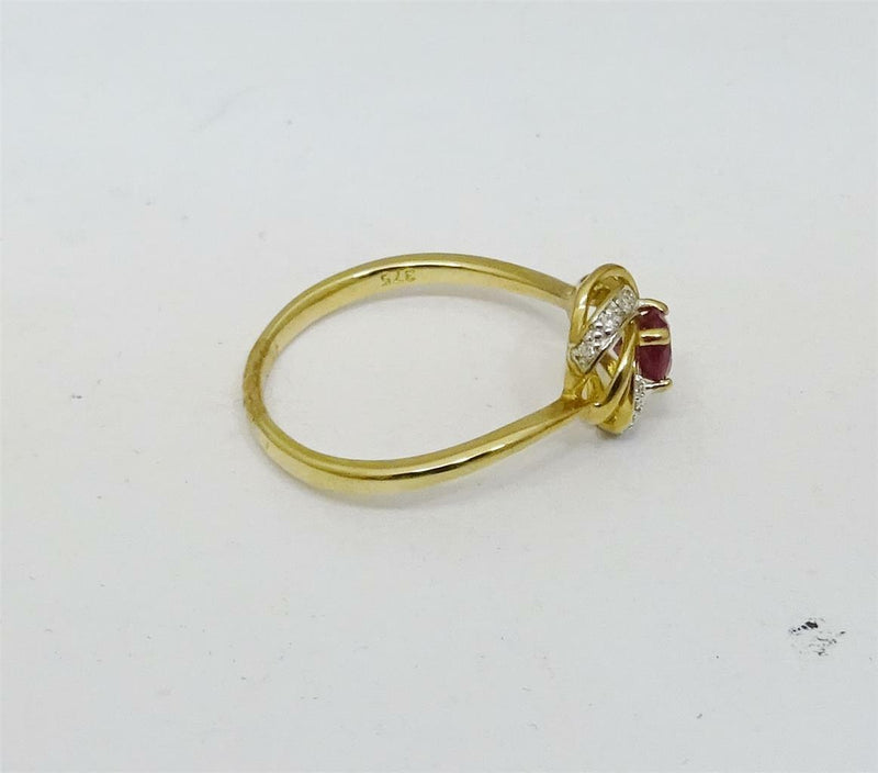 9ct Yellow Gold Ladies Cluster Ruby and Diamond Ring Size N 1.7g - Richard Miles Jewellers