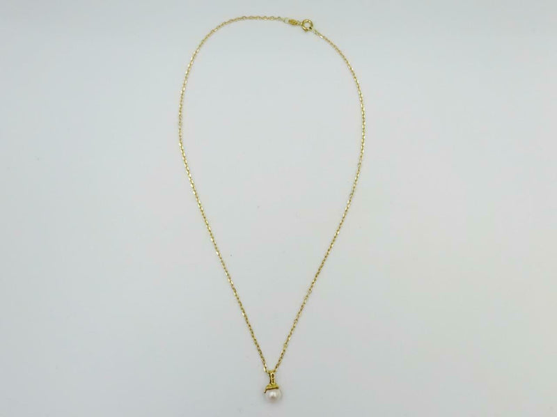 18ct Yellow Gold Cultured Pearl 7mm Ladies Belcher Necklace 5.3g 16inch - Richard Miles Jewellers