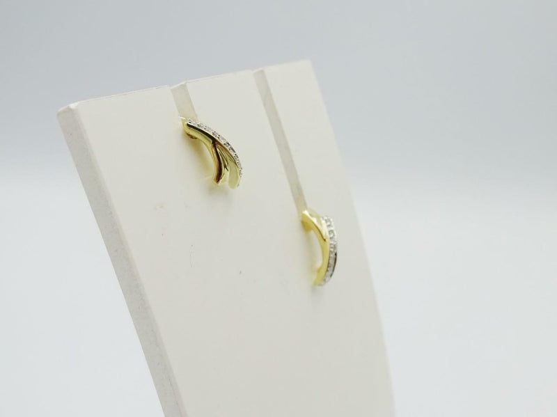 Elements Gold 9ct Yellow Gold Sophisticated Diamond 'Kiss' Stud Earrings 9.5mm - Richard Miles Jewellers