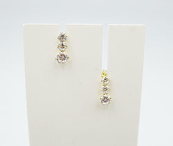 9ct Yellow Gold Ladies 3 Row Cubic Zirconia Stud Earrings 10mm - Richard Miles Jewellers