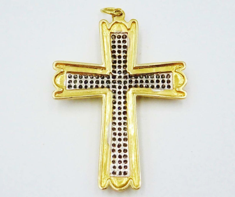 9ct Yellow Gold Large 1ct Diamond Cluster Cross 8.8g 43mm 33mm - Richard Miles Jewellers