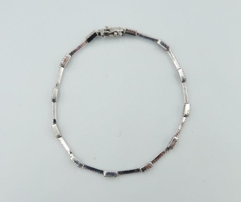 18ct White Gold Round Baguette 1.3ct Diamond Tennis Ladies Bracelet 7.5inch 9.6g - Richard Miles Jewellers