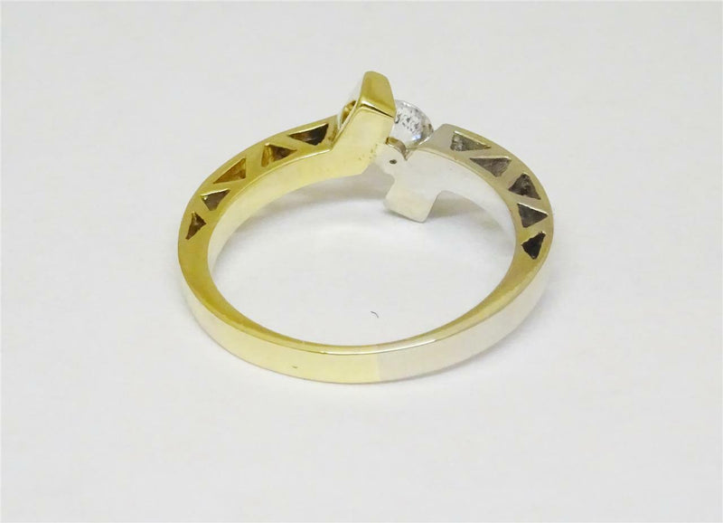 14ct Two Colour Gold Ladies Cubic Zirconia Ring Size P 1/2 4.1g - Richard Miles Jewellers
