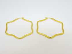 9ct Yellow Gold Ladies Medium Star Hoop Earrings 4.4g 38.5mm - Richard Miles Jewellers