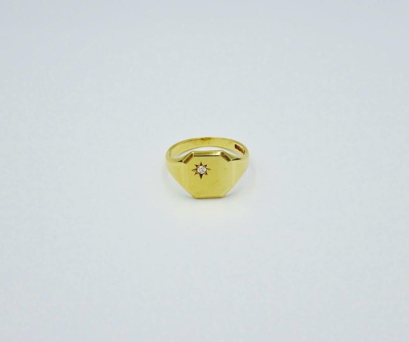 9ct Yellow Gold High Quality 0.05ct Diamond Signet Men's Ring V 6g 13.7mm 12.8mm - Richard Miles Jewellers