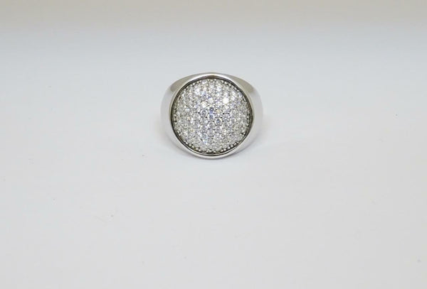 Sterling Silver 925 Mens Large CZ Pinky Rapper Cluster Ring 7.6g Size N - Richard Miles Jewellers