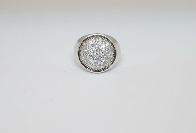 Sterling Silver 925 Mens Large CZ Pinky Rapper Cluster Ring 7.6g Size N - Richard Miles Jewellers