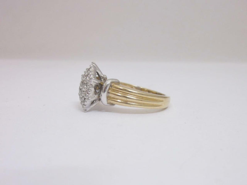 9ct Gold Diamond Ladies Marquise 0.25ct Cluster Ring Size N Weight 5.5g - Richard Miles Jewellers