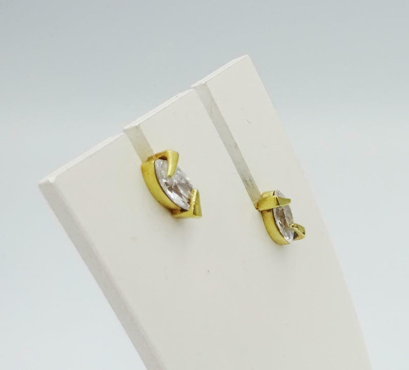 9ct Yellow Gold 375 Stamped Wrapped Style Marquise Cubic Zirconia Stud Earrings - Richard Miles Jewellers