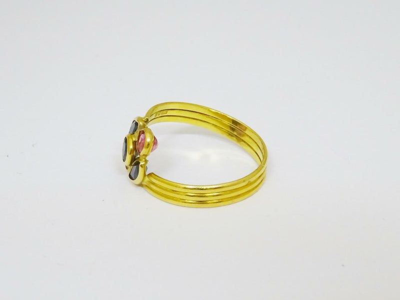18ct Yellow Gold Ladies Ruby Sapphire Unique Ring Size N 2.4g 9.9mm - Richard Miles Jewellers