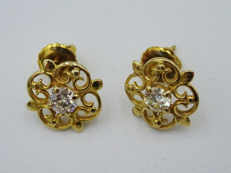 9ct Yellow Gold Ladies Fancy Round Brilliant Diamond Earring Studs 0.35ct - Richard Miles Jewellers