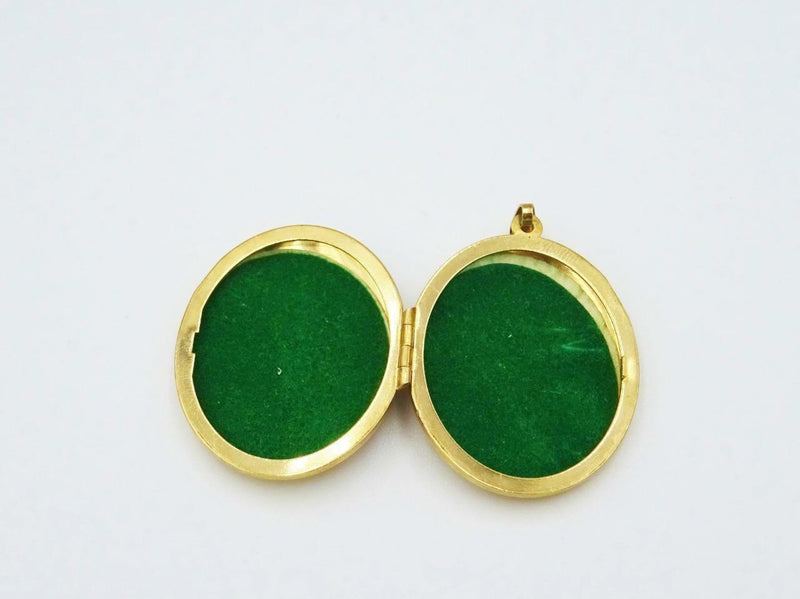 9ct 2 Tone Gold Matte White Detailing Diamond Cut Pattern Locket 6.2g 32.8mm - Richard Miles Jewellers