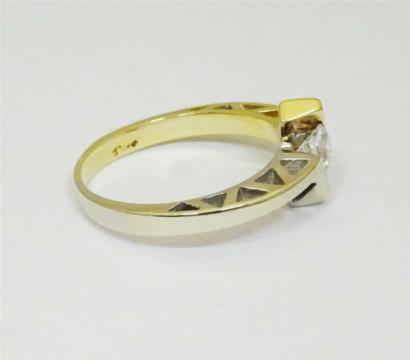 14ct Two Colour Gold Ladies Cubic Zirconia Ring Size P 1/2 4.1g - Richard Miles Jewellers