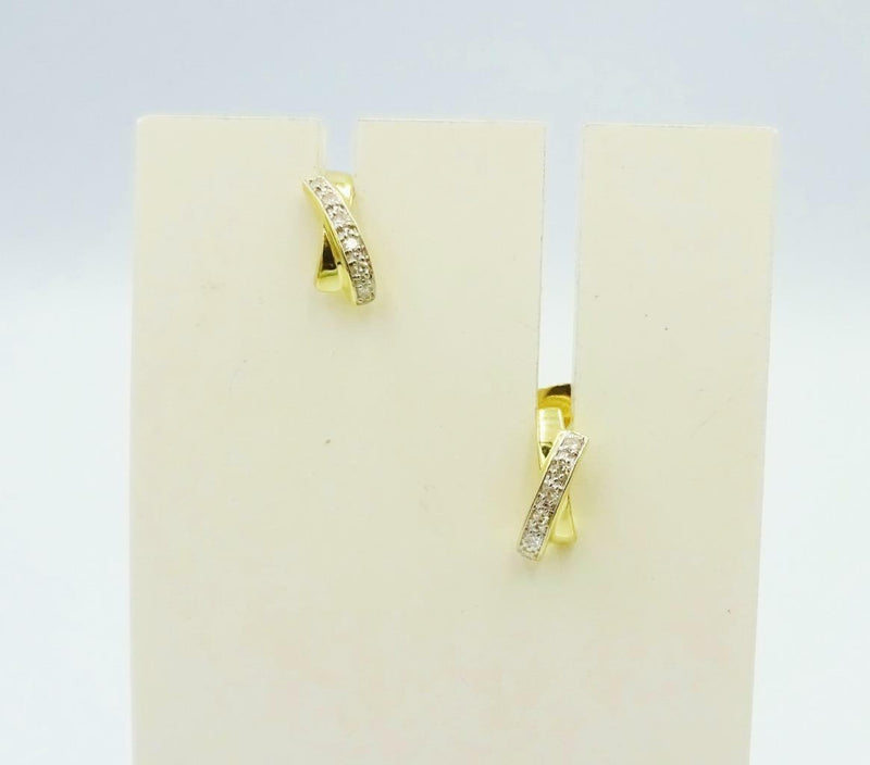 Elements Gold 9ct Yellow Gold Sophisticated Diamond 'Kiss' Stud Earrings 9.5mm - Richard Miles Jewellers