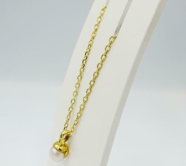 18ct Yellow Gold Cultured Pearl 7mm Ladies Belcher Necklace 5.3g 16inch - Richard Miles Jewellers