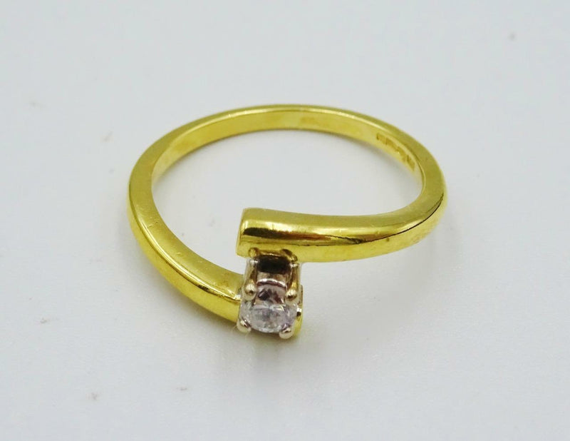 18ct Yellow Gold 0.12ct G I1 Diamond Twisted Split Engagement Ring 3.9g Size O - Richard Miles Jewellers