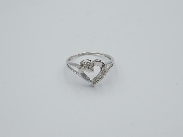 9ct White Gold Ladies Diamond 0.05ct Cluster Heart Shaped Ring Size N 2.1g - Richard Miles Jewellers