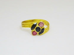 18ct Yellow Gold Ladies Ruby Sapphire Unique Ring Size N 2.4g 9.9mm - Richard Miles Jewellers