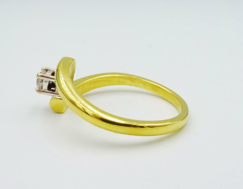 18ct Yellow Gold 0.12ct G I1 Diamond Twisted Split Engagement Ring 3.9g Size O - Richard Miles Jewellers