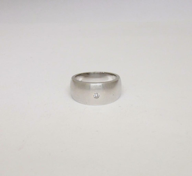 Matte Finish Mens Heavy 925 Silver Wide Ring Cubic Zirconia Stone Size S 10g - Richard Miles Jewellers
