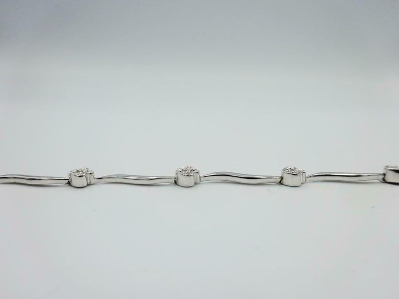 9ct White Gold Ladies Heart 375 0.07ct Diamond  Bracelet 7inch 4.5g 4.2mm - Richard Miles Jewellers