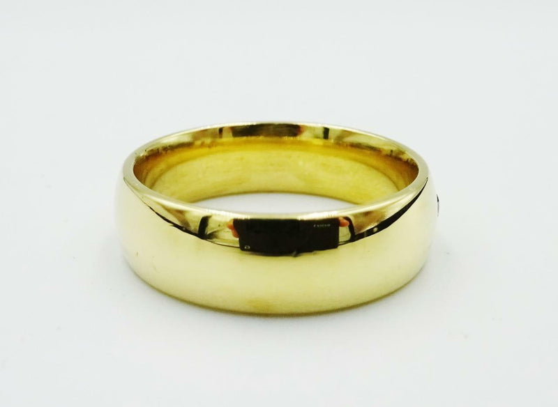 18ct Yellow Gold D Shaped 0.05ct Diamond Men's Wedding Band 8.4g 6mm Size Q - Richard Miles Jewellers