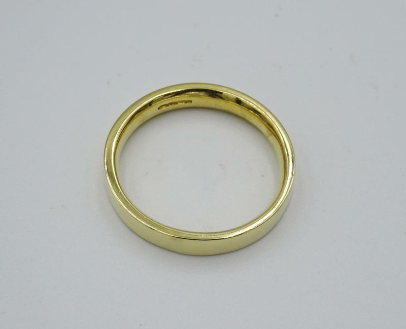 18ct Yellow Gold Mens Plain Flat Shaped 4mm Wedding Band size U 1/2 7.1g - Richard Miles Jewellers