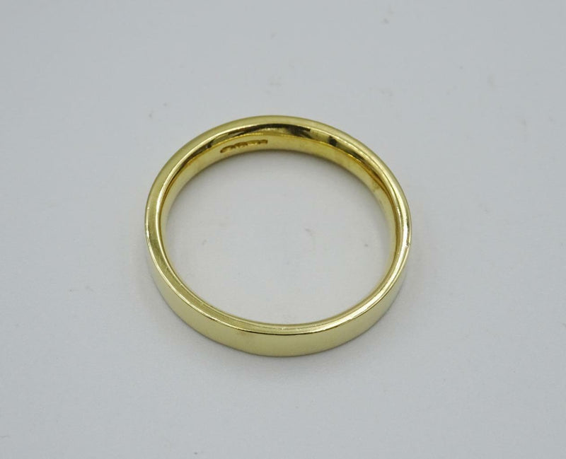 18ct Yellow Gold Mens Plain Flat Shaped 4mm Wedding Band size U 1/2 7.1g - Richard Miles Jewellers