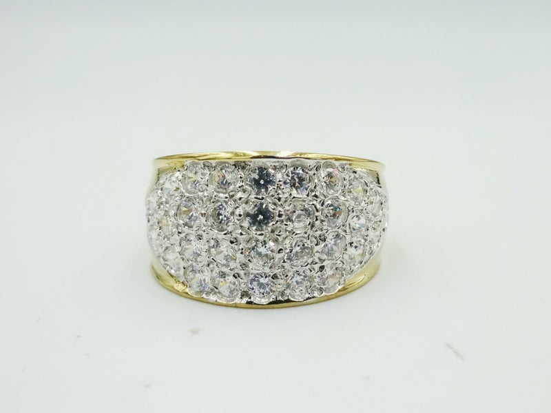 9ct Yellow Gold Sparkly Wide Pave Set CZ Cluster Ring P 1/2 5.6g 12mm RRP £230 - Richard Miles Jewellers