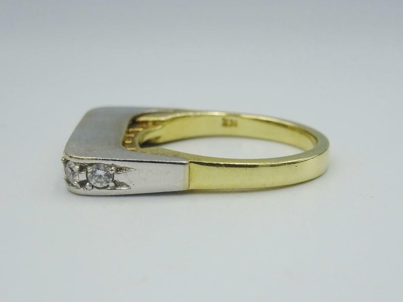 14ct Gold Ladies Fancy Cubic Zirconia 2 Colour Heavy Ring Size P 7.2g - Richard Miles Jewellers