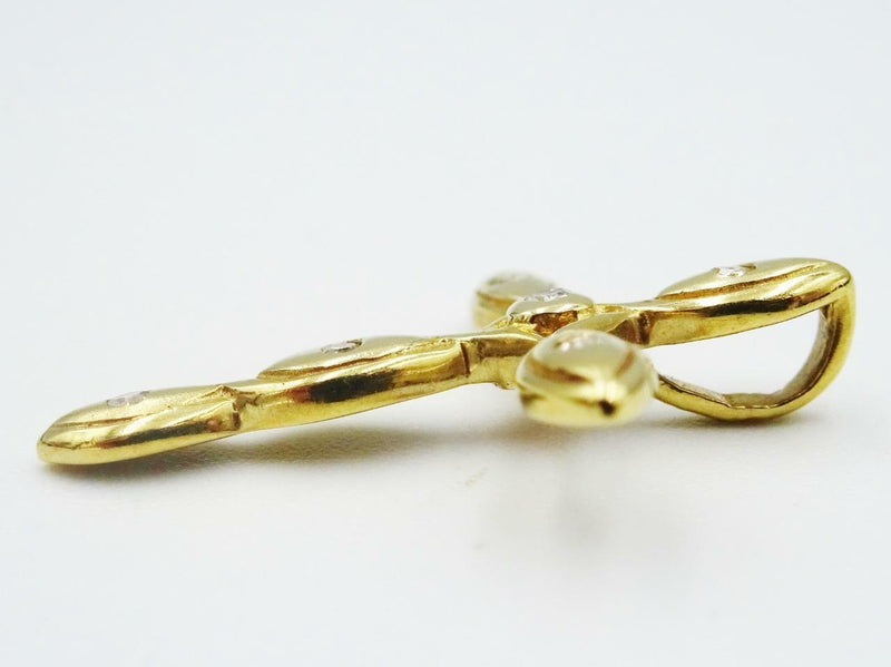 9ct Yellow Gold Refined Fancy 0.06ct Diamond Small Set Cross 1.1g 23mm 18mm - Richard Miles Jewellers