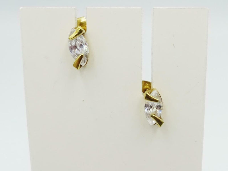 9ct Yellow Gold 375 Stamped Wrapped Style Marquise Cubic Zirconia Stud Earrings - Richard Miles Jewellers