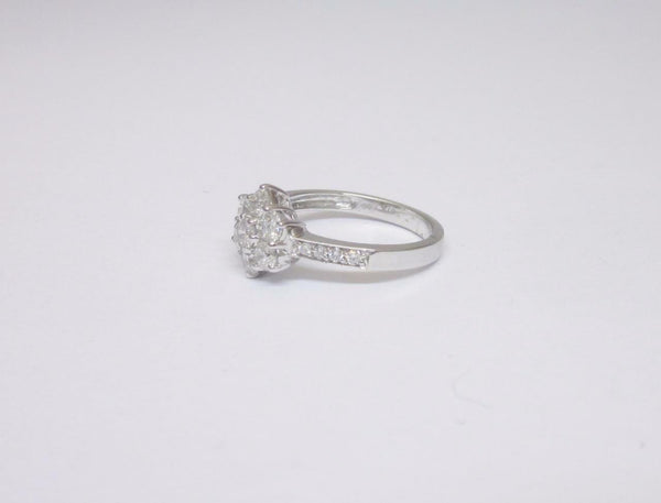 Brand New 9ct Ladies White Gold Seven Diamond Cluster Ring 1.00ct Size N - Richard Miles Jewellers