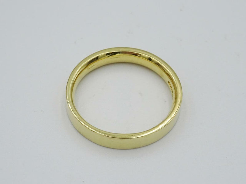 18ct Yellow Gold Mens Plain Flat Shaped 4mm Wedding Band size U 1/2 7.1g - Richard Miles Jewellers