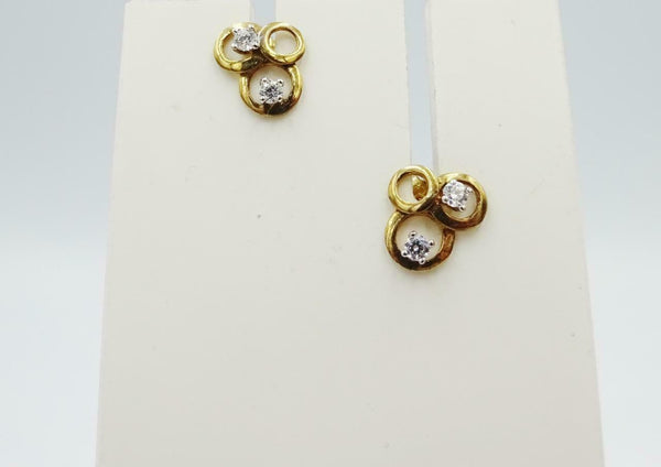9ct Yellow Gold 375 Stamped CZ Fancy Circle Ladies Stud Earrings 9.8mm - Richard Miles Jewellers