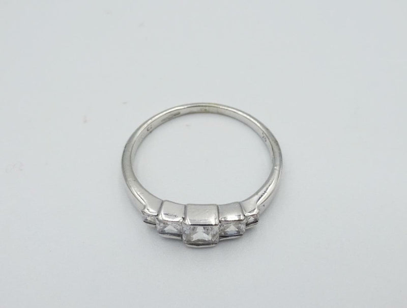 9ct White Gold Square CZ Graduated Half Eternity Ring Size N 1/2 2g 4.5mm - Richard Miles Jewellers