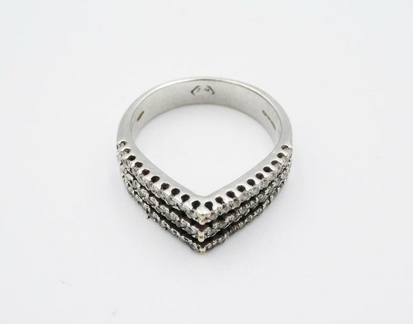 18ct White Gold Three Row Fancy Ladies 0.85ct Diamond Ring N 1/2 6.3grams - Richard Miles Jewellers