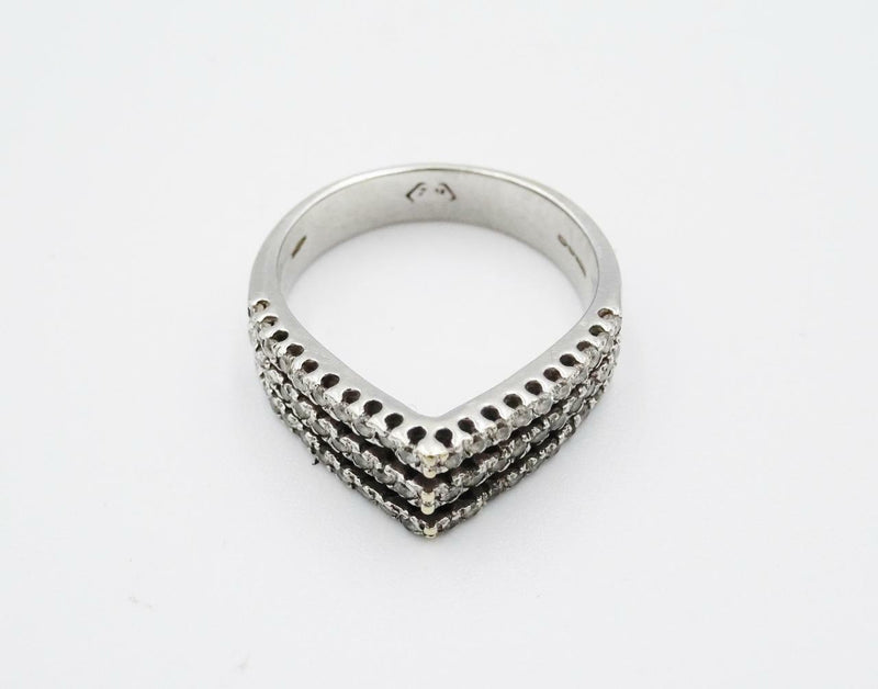 18ct White Gold Three Row Fancy Ladies 0.85ct Diamond Ring N 1/2 6.3grams - Richard Miles Jewellers