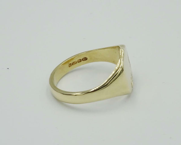 9ct Yellow Gold Mens Shield Engravable Solid Signet Ring 5.6g Size U 3mm - Richard Miles Jewellers