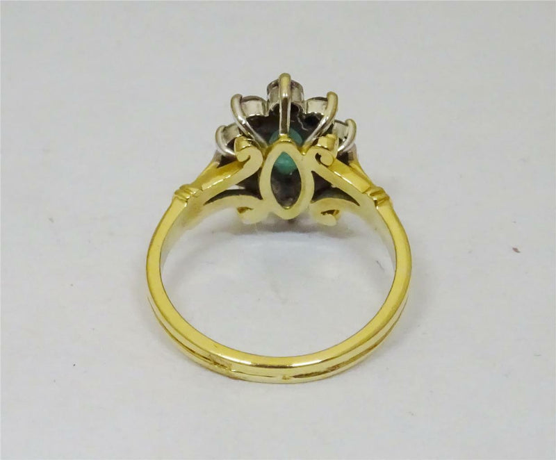 18ct Yellow Gold Ladies Emerald and Diamond 0.30ct Cluster Ring Size I 3.6g - Richard Miles Jewellers